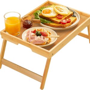 Bamboo Bed Tray Table with Foldable Legs